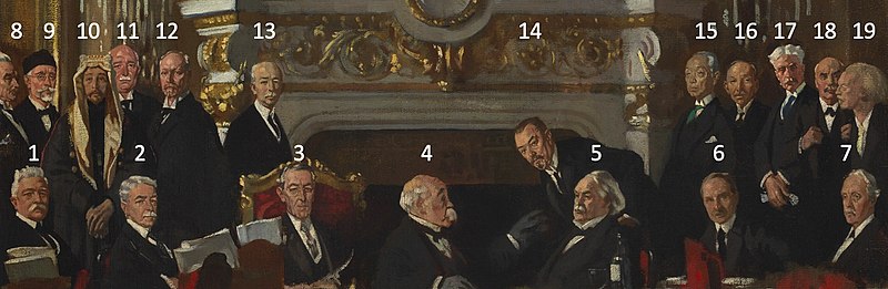 Hovedpersonene i fredskonferansen, fra et maleri av William Orpen